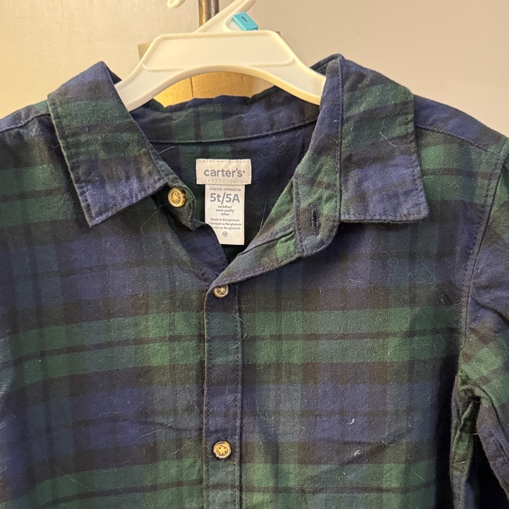 Carter's Green and Blue Plaid Button Down Shirt - Picture 3 of 5